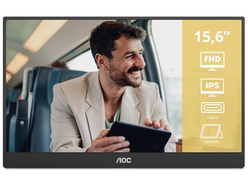 Monitor Portátil AOC 15,6" Full HD 60Hz 16T20E2 USB-C Capa Magnética