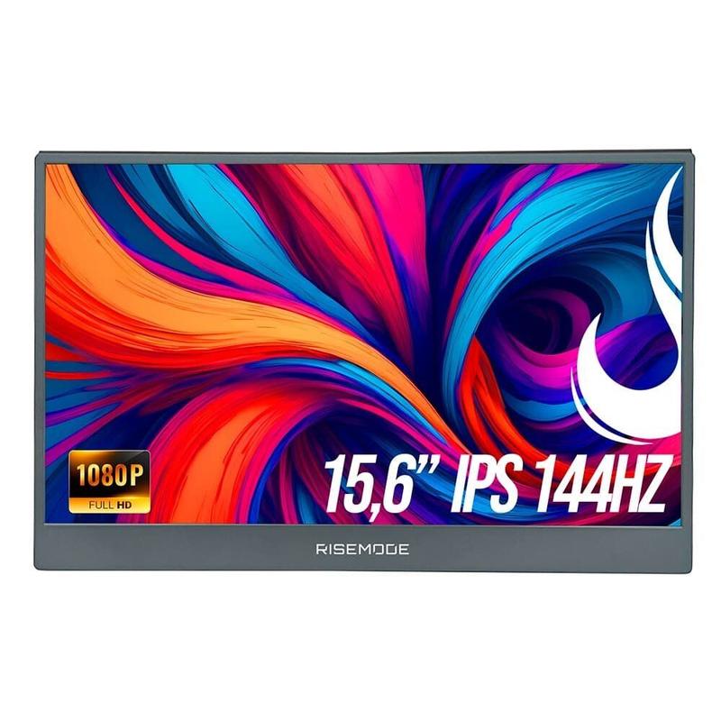 Monitor Portátil Gamer Rise Mode Portavision 15.6", Full HD, 144Hz, IPS, Mini HDMI, USB-C, Preto - RM-MPV-15-B-144FH
