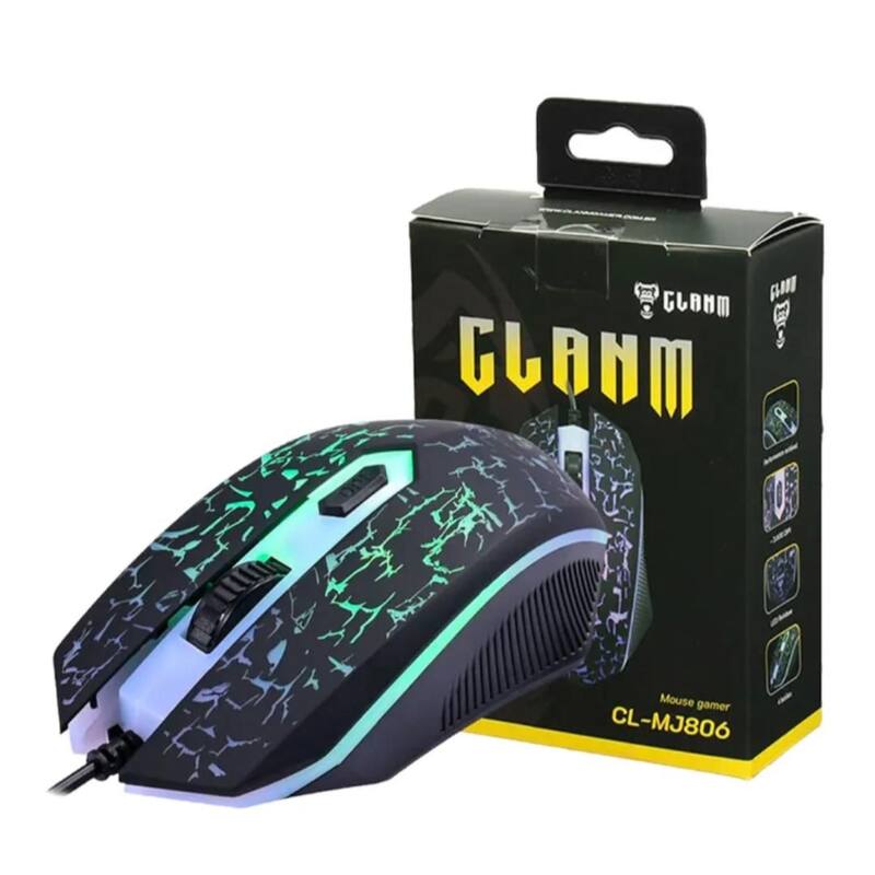 Mouse Com Fio Jungle Preto LED 3.600dpi 4d 1,5 Metros Clmj806 Clanm