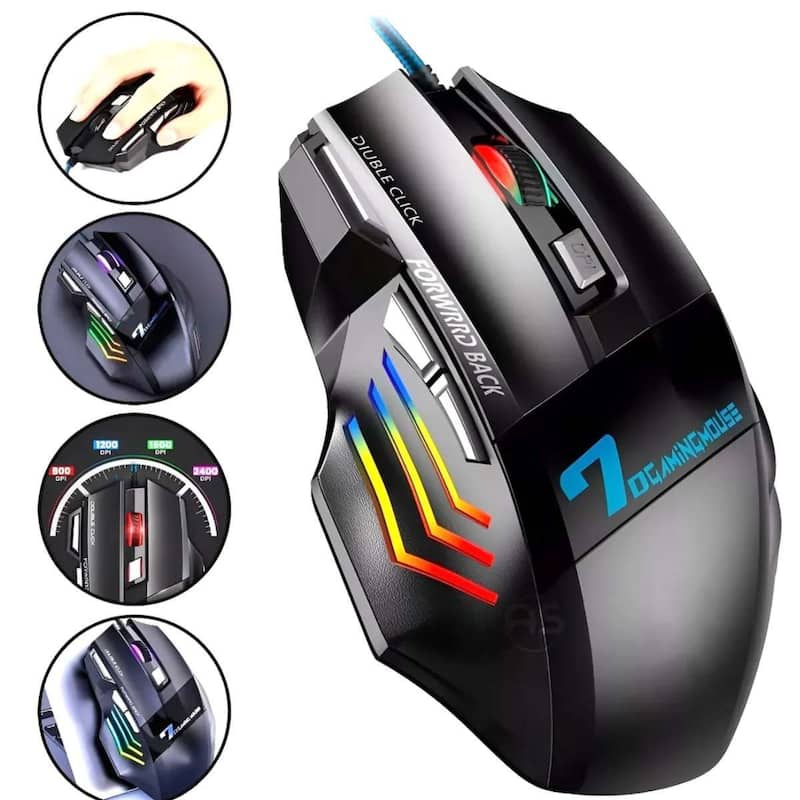 Mouse Gamer RGB Reforçado Com Cabo Trançado