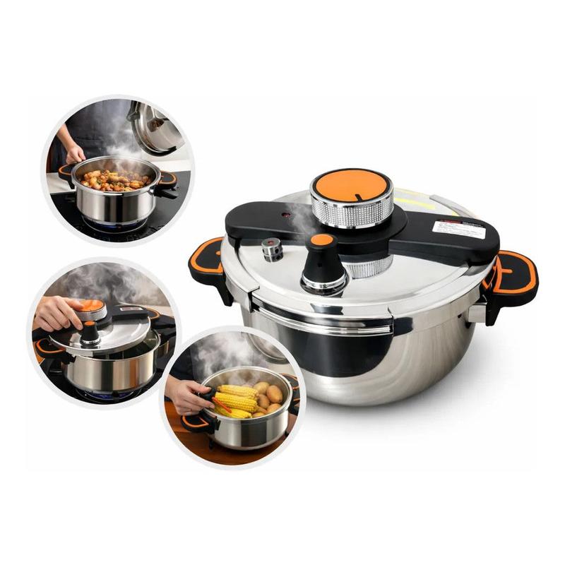 Panela De Pressão 4 Litros Aço Inox Com Trava De Segurança Resistente