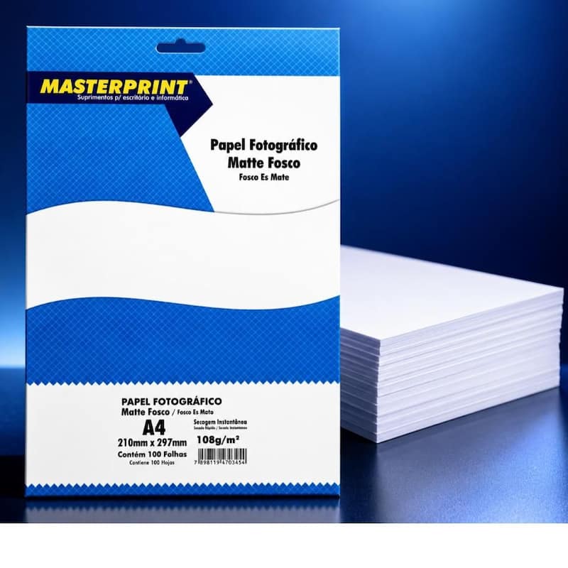 Papel Fotográfico Matte Fosco A4 100 folhas Alta Qualidade para Impressões Profissionais 230g/m²