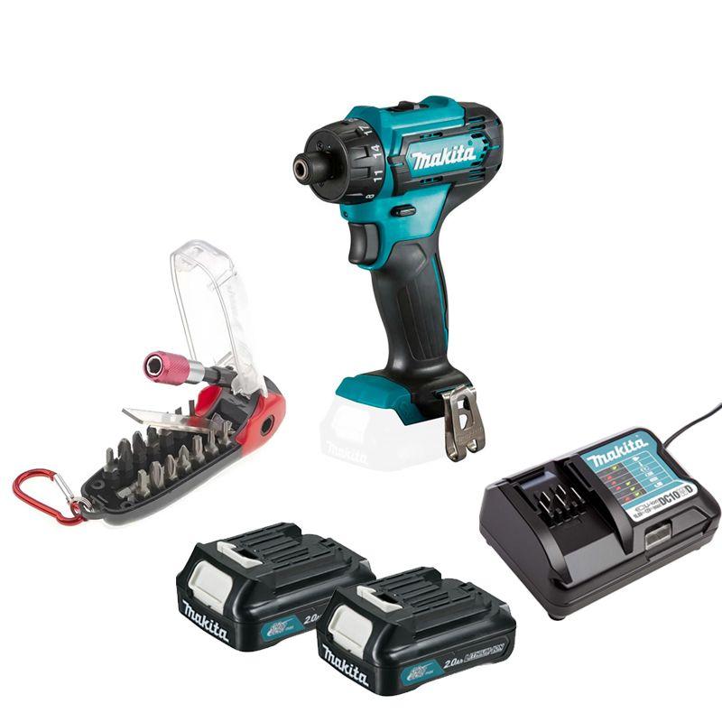 Parafusadeira e Furadeira Df033dz Makita com 12v Sem bateria + Jogo com 18 com bits