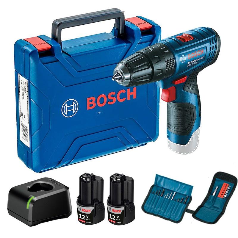 Parafusadeira Furadeira de Impacto a Bateria 3/8" 12V 30Nm+ Acessórios Bosch GSB 120-LI