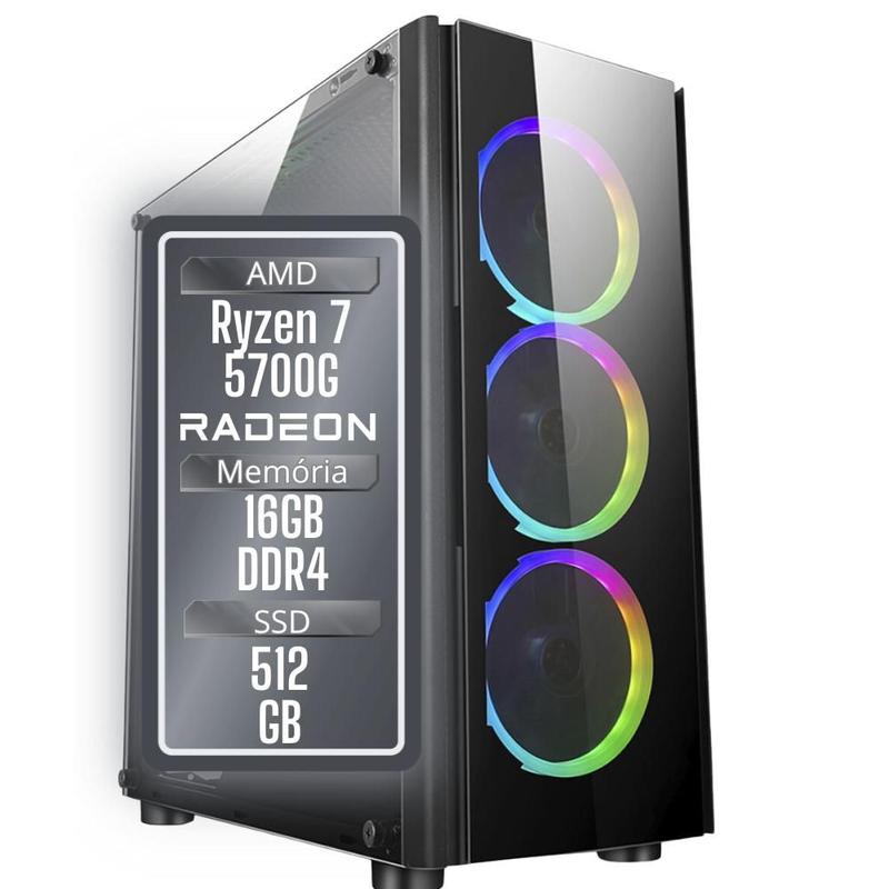 PC Gamer Competo 3Green LevelUp, AMD Ryzen 5, Gráficos Radeon RX Vega 11, 16GB DDR4, SSD 512GB, Monitor 24" 100HZ