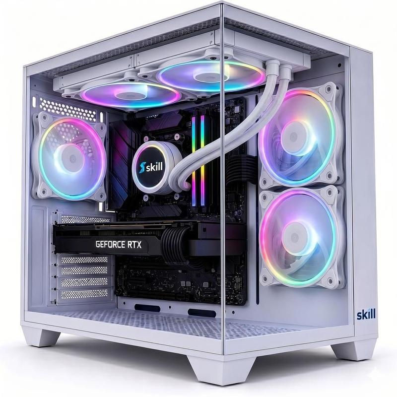 PC Gamer Aquário Skill, AMD Ryzen 5 5500, RTX 3050 8GB, 16GB DDR4, SSD 1TB, Windows 11 Pro, Watercooler Apex Branco SW002