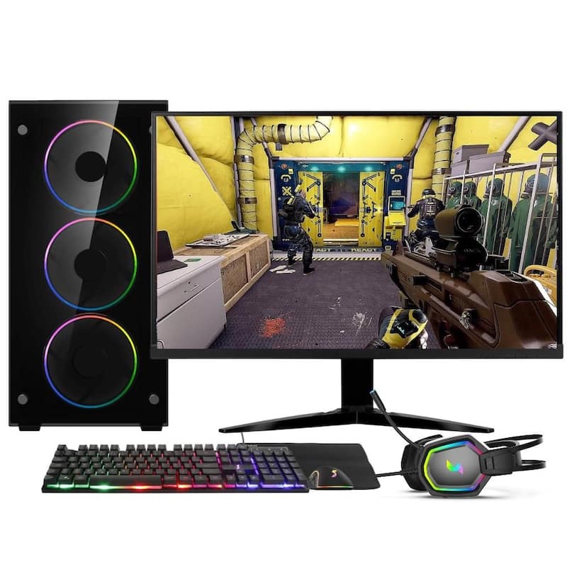 PC Gamer Completo AMD Ryzen 7 5700G, Gráficos Radeon VEGA 8, 16GB DDR4, SSD NVMe 512GB, Fonte 600W 80 Plus, Monitor 24" 75Hz, Skill RGB - SR-024
