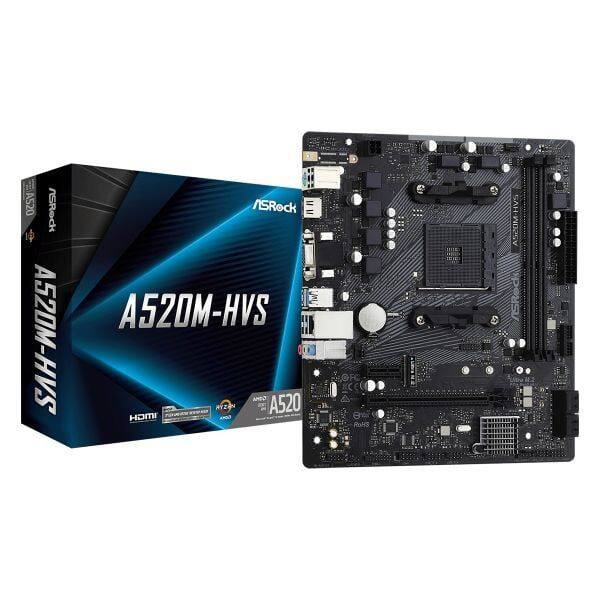 Placa Mae Asrock A520m-hvs AM4 2xddr4 Dimm 64GB 2xusb2.0 4xusb3.2 1XM.2 Hdmi/d-sub Rede Giga 1xpcie