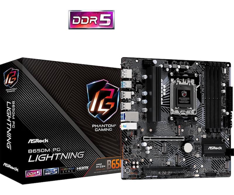 Placa Mãe Asrock Am5 B650m Pg Lightning 4xddr5 7200mhz 4xusb 2.0 2xusb 3.2 Hdmi/dp 1xusb3.2 Tipo-c 2.5gigabit