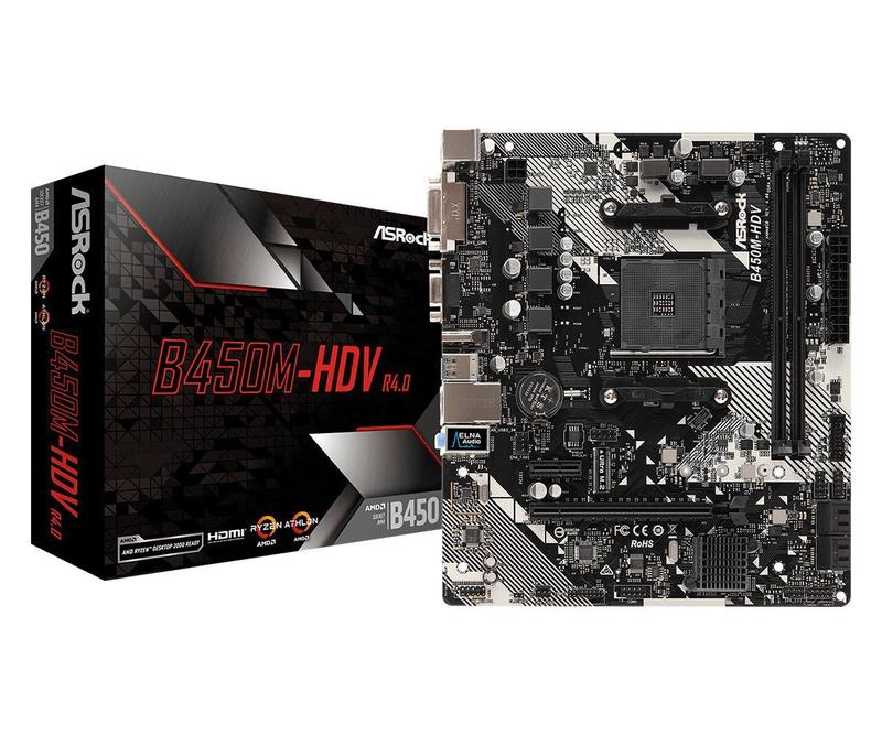 Placa Mãe Asrock B450m-hdv R4.0 AM4 DDR4 HDMI Dvi-d M.2 6x USB 3.1 90-mxb9n0-a0uayz