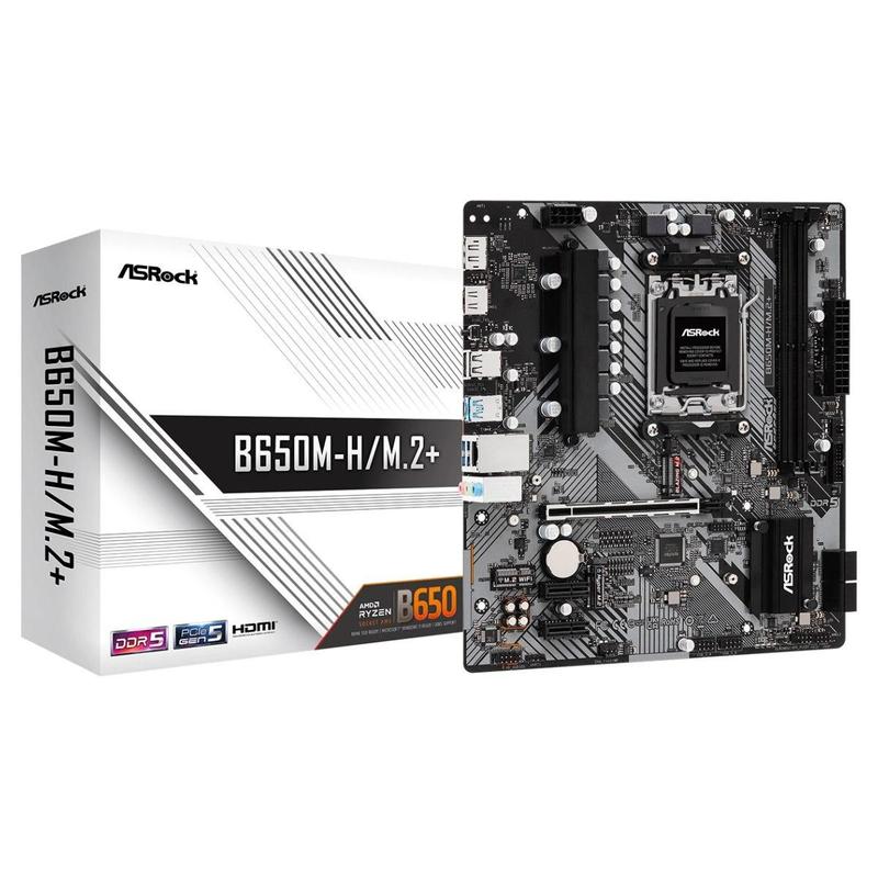 Placa Mãe ASRock B650M-H/M.2+ (AM5 - DDR5 6400 O.C) - Chipset AMD B650 - 2x Slots M.2 - Micro ATX