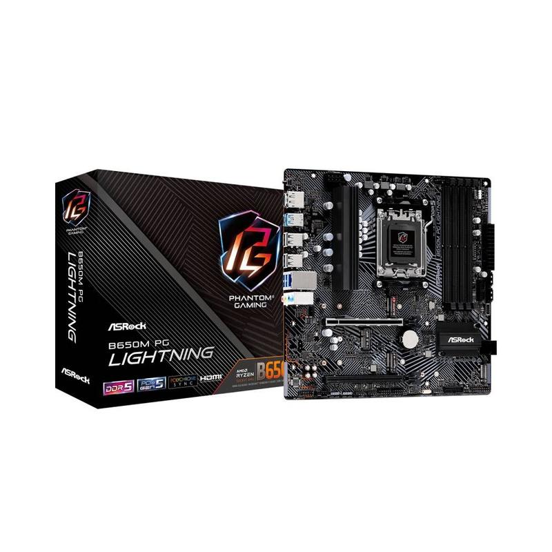 Placa Mãe AsRock B650M PG Lightning AM5 4xDDR5 Chipset AMD B650 mATX