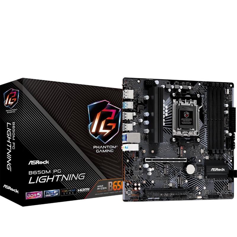 Placa Mãe Asrock B650M Pg Lightning Ddr5 Am5 Matx Hdmi Display Port Usb Tipo C 90-Mxbmv0-A0Uayz