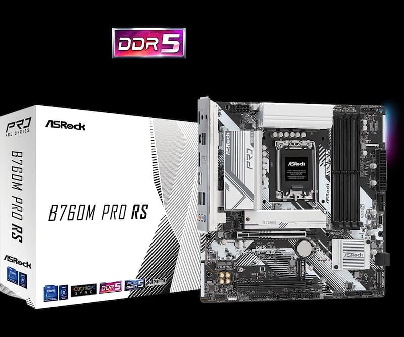 Placa Mãe Asrock Lga1700 B760m Pro Rs 4xddr5 4800mhz 2xusb 2.0 3xusb 3.2 Hdmi/dp 1xps/2 2.5gigabit