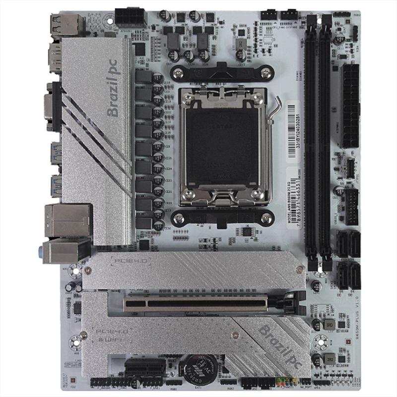 Placa Mãe Brazil PC BPC-B650M.2/2.5G - AM5 - ATX, DDR5, 2x M.2 NVMe, Rede Gigabit, USB 3.2, HDMI/DP/VGA - Branco