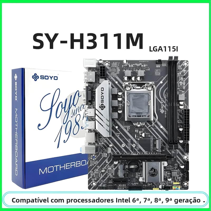 Placa-Mãe Gamer Intel LGA 1151 SOYO H311 DDR4 2133 2400 2666MHz 32GB M.2 SATA3 USB3.0 Para Desktop