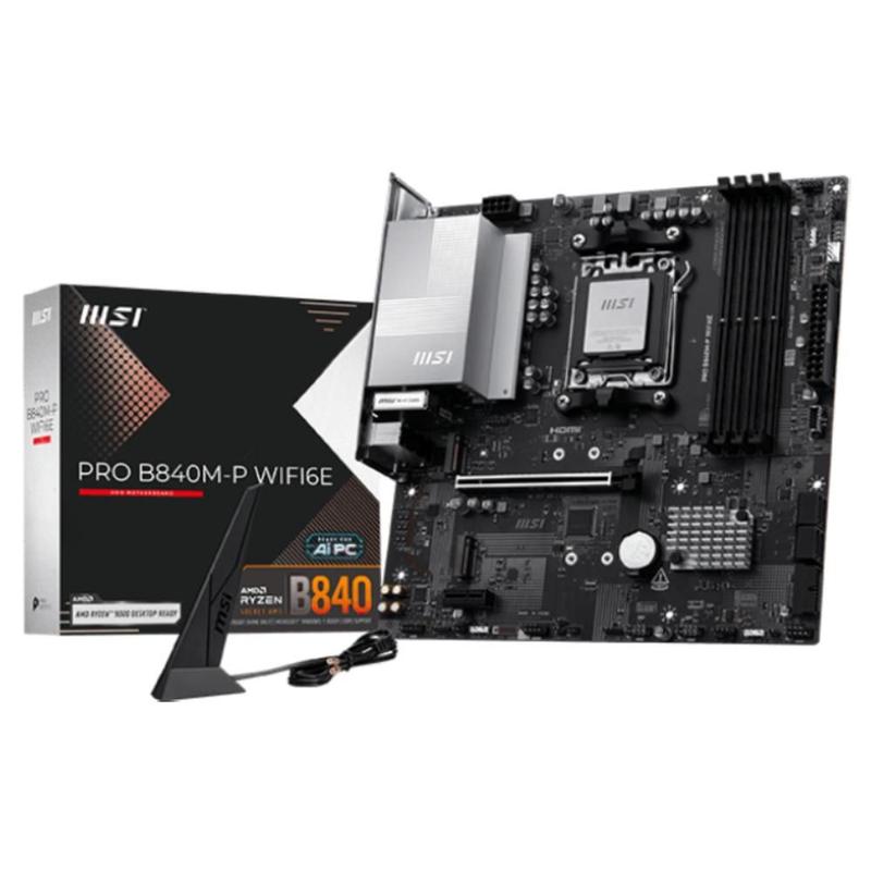 Placa Mãe Msi Pro B840M-P Wifi6E Am5 Ddr5 Matx M.2 Nvme Hdmi Usb Tipo C 911-7E77-002