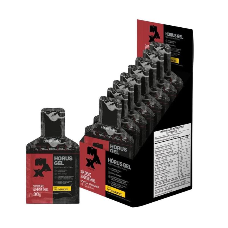 Pré Treino Horus Gel Display com 10 Sachês de 30g Max Titanium