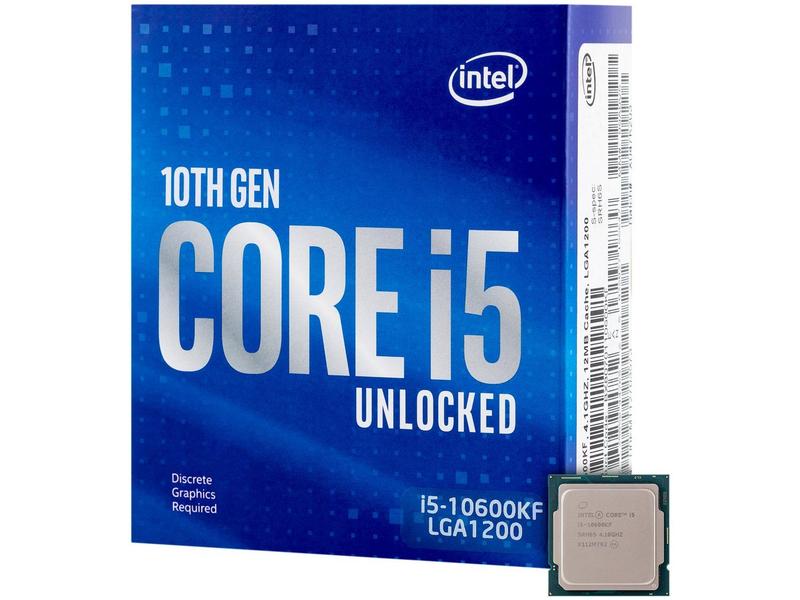 Processador Intel Core i5 10600KF LGA 1200 Cache 12MB 4.1GHz - Sem Vídeo Sem Cooler - BX8070110600KF