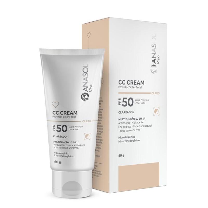 Protetor solar facial ANASOL FPS 50 CC cream claro 60gr