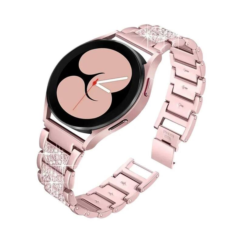 Pulseira De Metal Em Aço Inoxidável Com Diamantes Para Samsung Galaxy Watch 6-7/FE/5/4/Classic/Pro