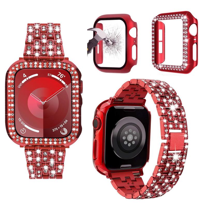 Pulseira de relógio compatível com JOHIPI Apple Watch 44 mm com estojo vermelho