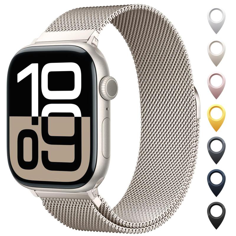 Pulseira de relógio OULUOQI em malha de aço inoxidável Apple 38-49mm