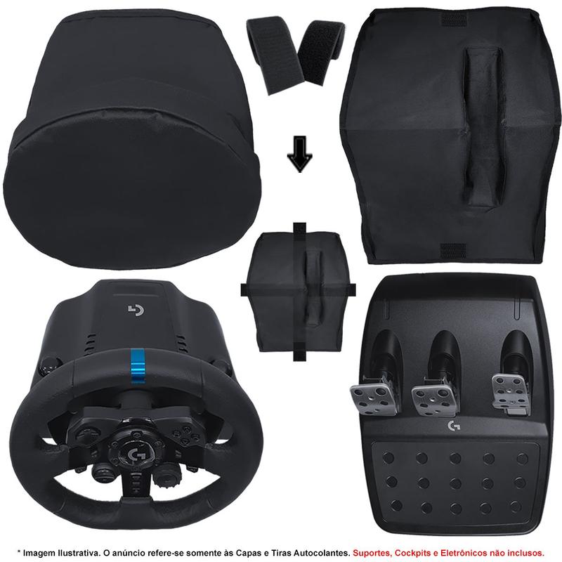 Qualicapas Capas Protetoras Compatíveis com Volante, Base e Pedais G25 G27 G29 G920 G923 Simulador Gamer Logitech