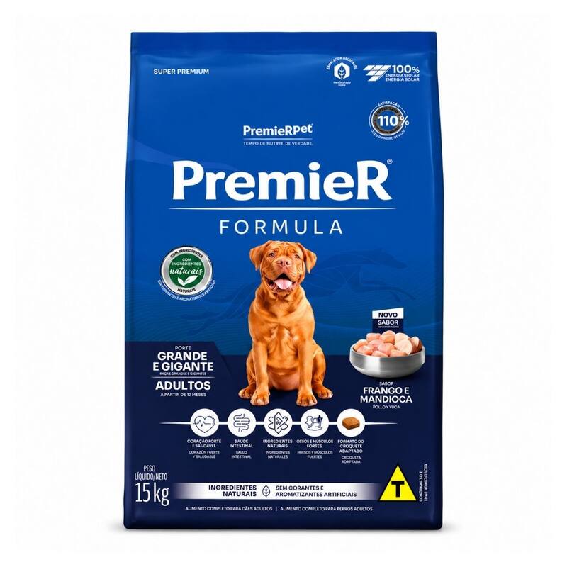 Ração Premier Cães Adultos Raças Grandes Frango 15kg