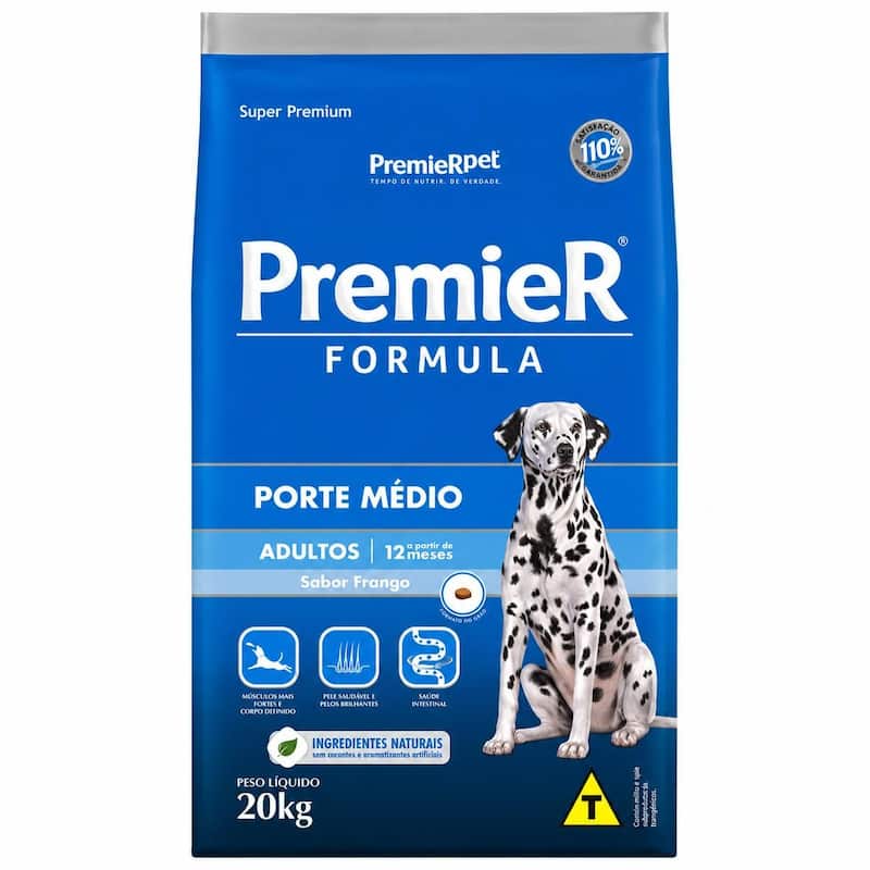 Ração Premier Super Premium Cão Adulto Raça Média Frango e Mandioca 20kg