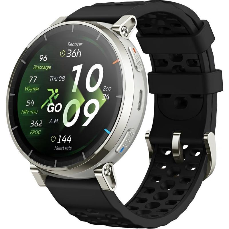 Relógio Amazfit Active 3 Premium / Tela 1.32 AMOLED Sapphire Glass / GPS / 5 ATM / Bluetooth 5.3 COR:PRATA