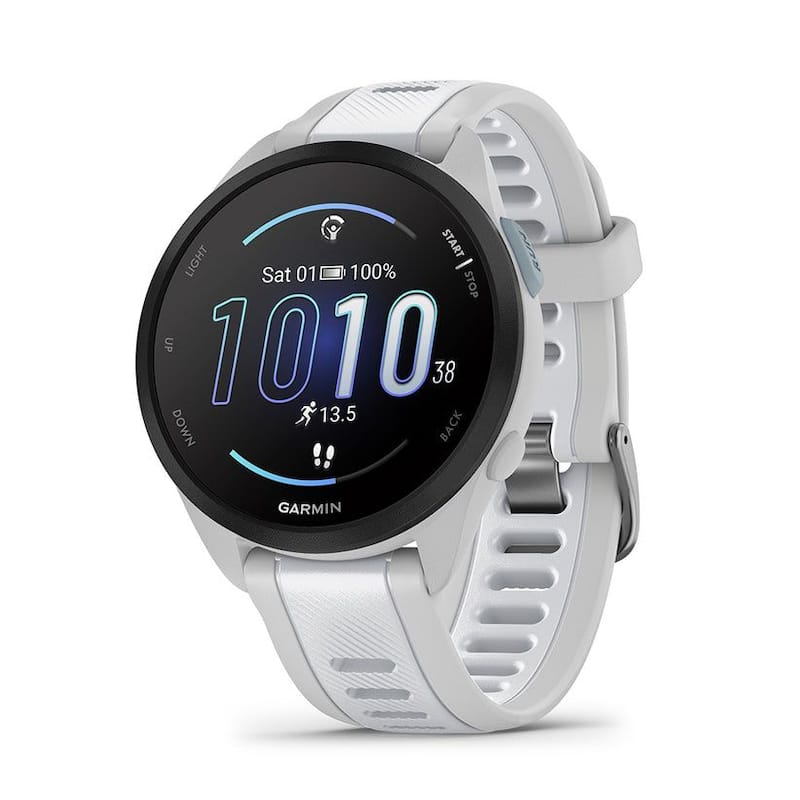 Relógio Amoled Garmin Forerunner 165 Music Branco 5 ATM Musica No Pulso