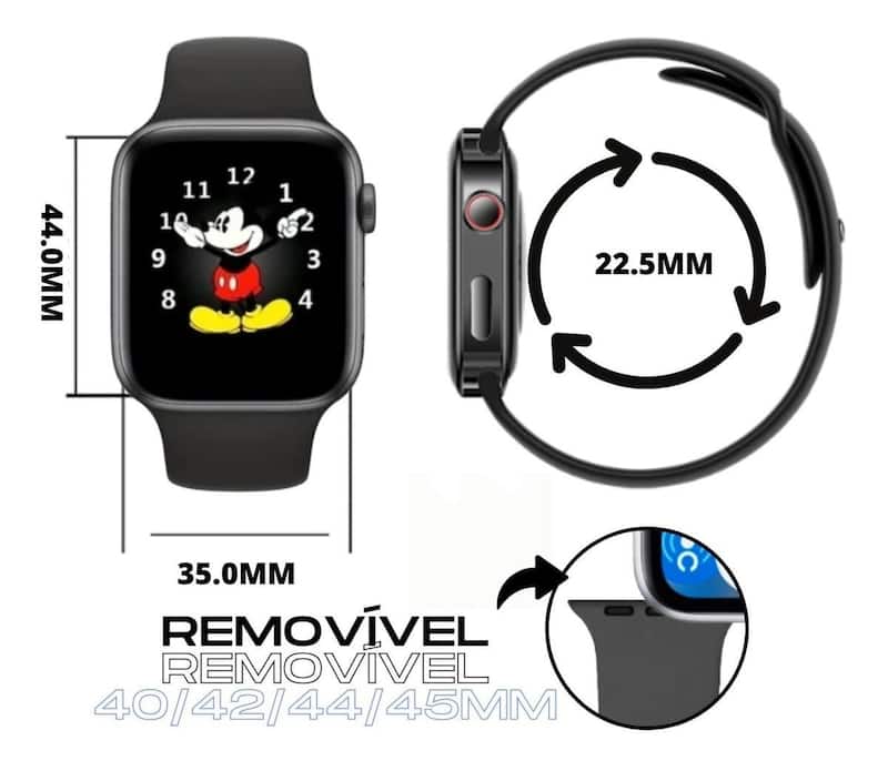 Relógio Inteligente Smartwatch Preto 2 Pulseiras compatível IOS, android e xiaomi