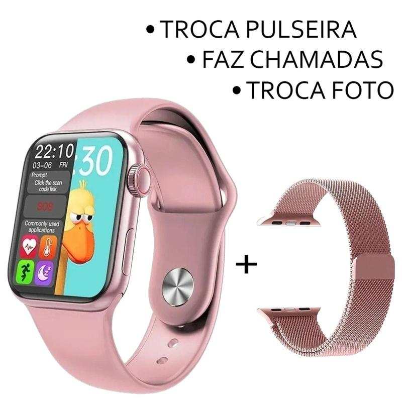 Relógio Smartwatch Inteligente Hw 40mm Android iOS Bluetooth + Pulseira Metal Extra - Smart Bracelet