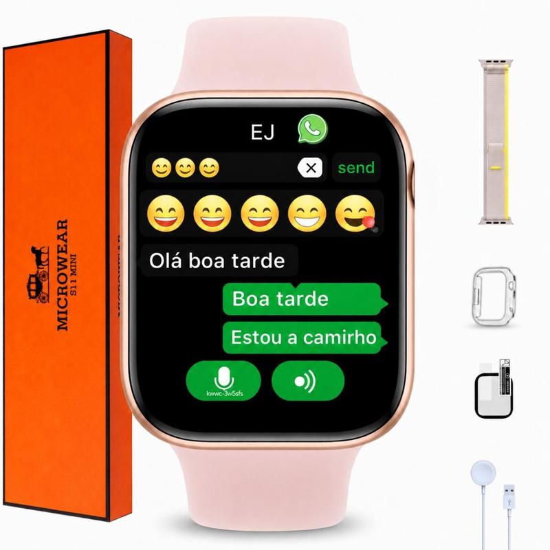 Relógio Smartwatch S11 Mini 42mm Responde Mensagem Chat GPT Pequeno 2 Pulseiras Feminino Masculino