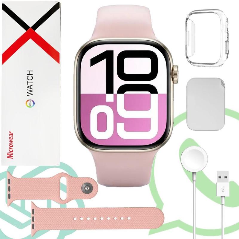 Relógio Smartwatch W10 Pro Rose Gold 46mm Serie 10 com GPS Ligações WhatsApp ChatGPT