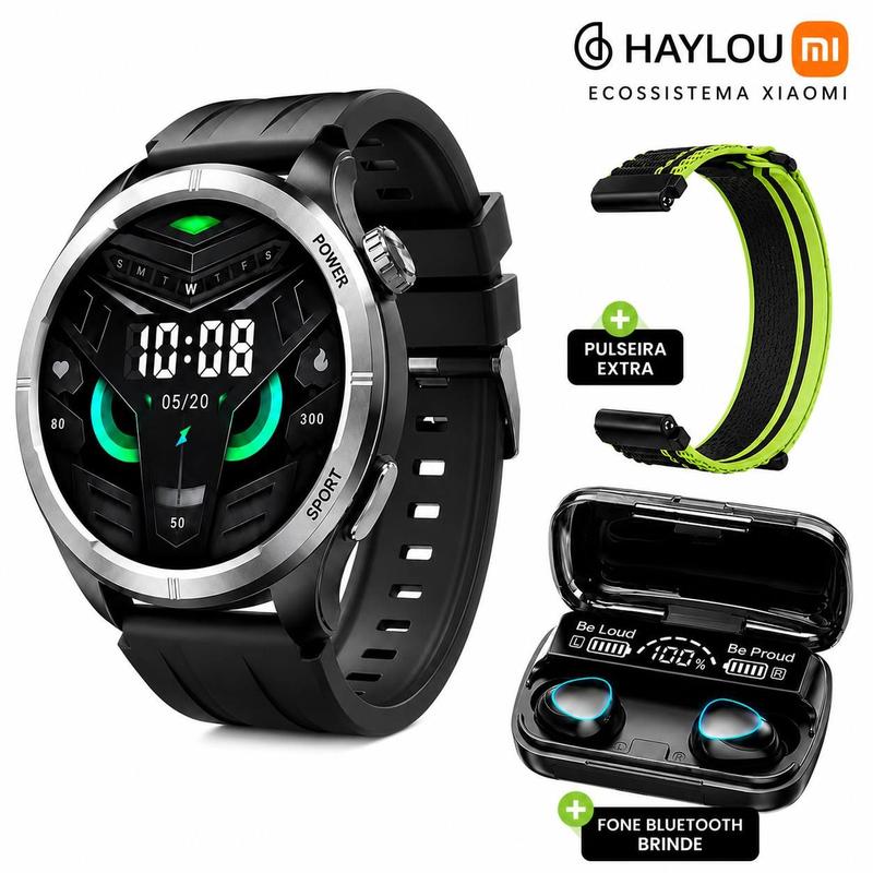 Relogio Smartwatch Xiaomi, Haylou Solar Neo Amoled PRETO A Prova Dagua Sicroniza Com Strava, Pulseira Extra e Fonebrinde