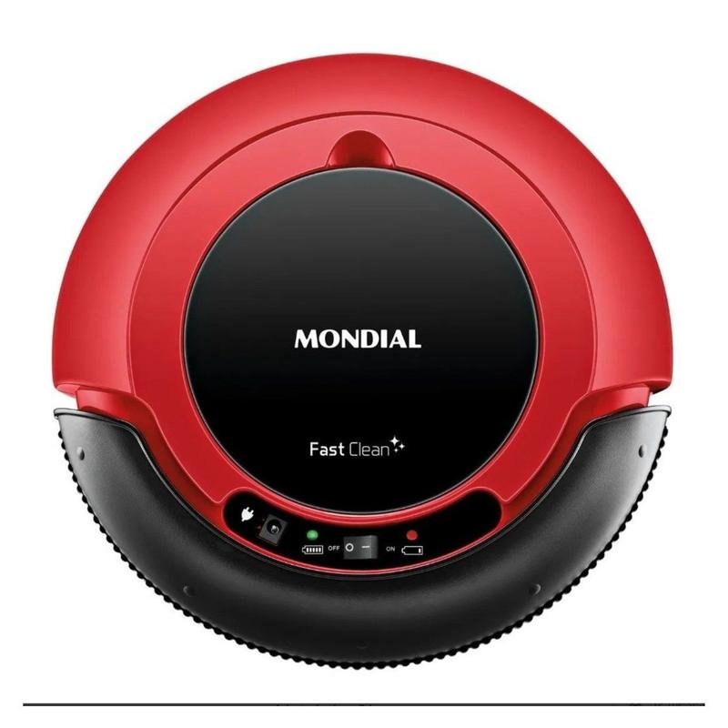 Robô aspirador e passa pano vermelho e preto 127V/127V