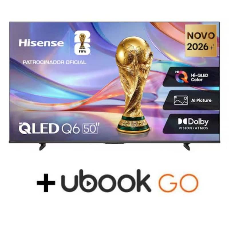 Smart TV 50" Hisense 50Q6QVV 4K QLED com Dolby Vision Alexa Bivolt Preta + E-book: Grandes Vozes