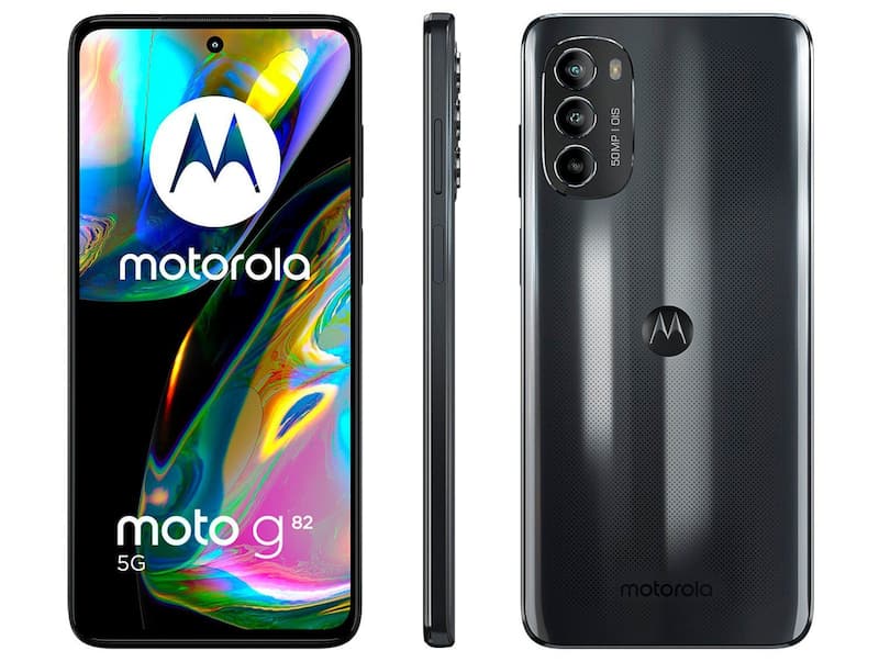 Smartphone Motorola Moto G82 128GB 6GB RAM 5G Preto Tela pOLED 6.6" Câm. Tripla 50MP