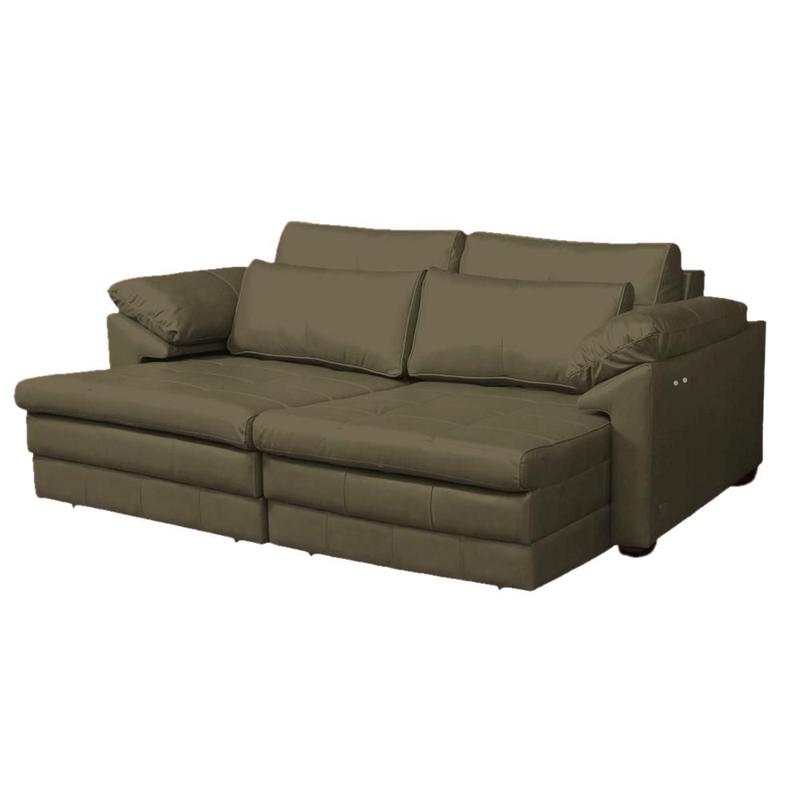 Sofá Decorativo Sala de Estar Marselha Retrátil Elétrico 3 Lugares 215cm Couro Fendi - Mozzelar