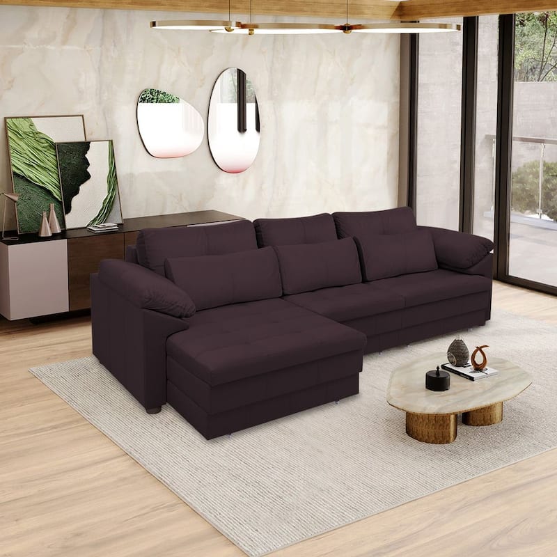 Sofá Retrátil Elétrico Sala de Estar Nolan Bipartido 297cm Conforto Premium em Couro Borgonha G58 - Gran Belo