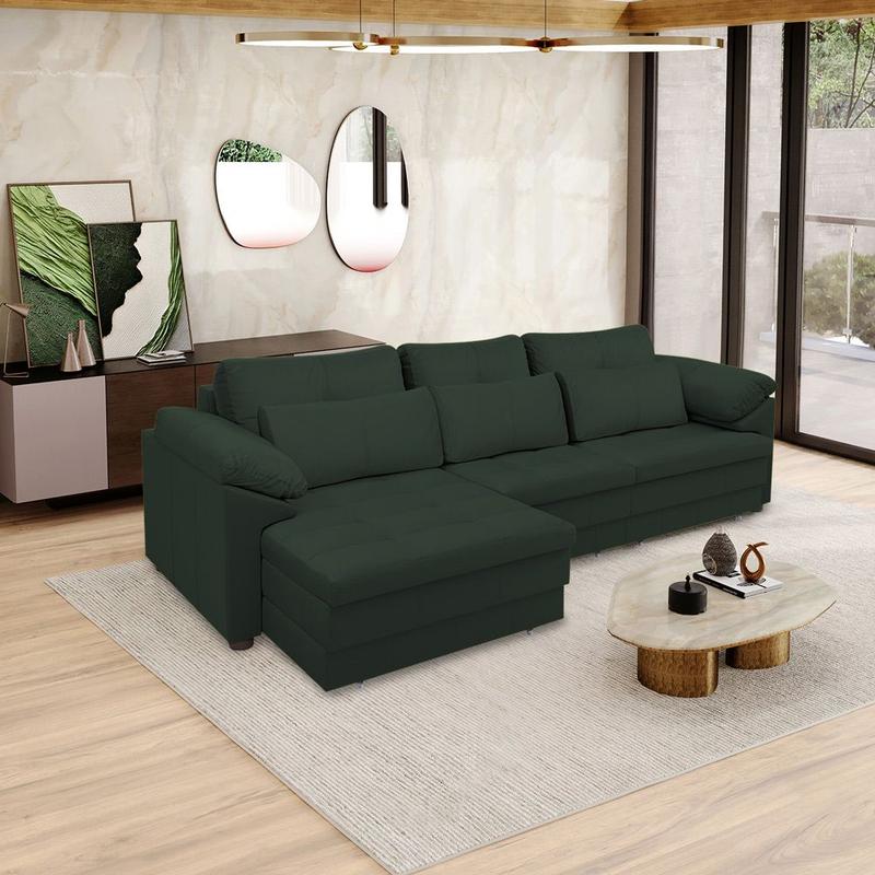 Sofá Retrátil Elétrico Sala de Estar Nolan Bipartido 297cm Conforto Premium em material sintético G58 - Gran Belo