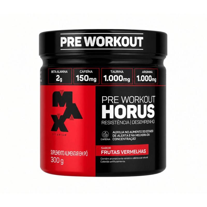 Suplemento em pó Max Titanium Horus pote 300g sabor Frutas vermelhas