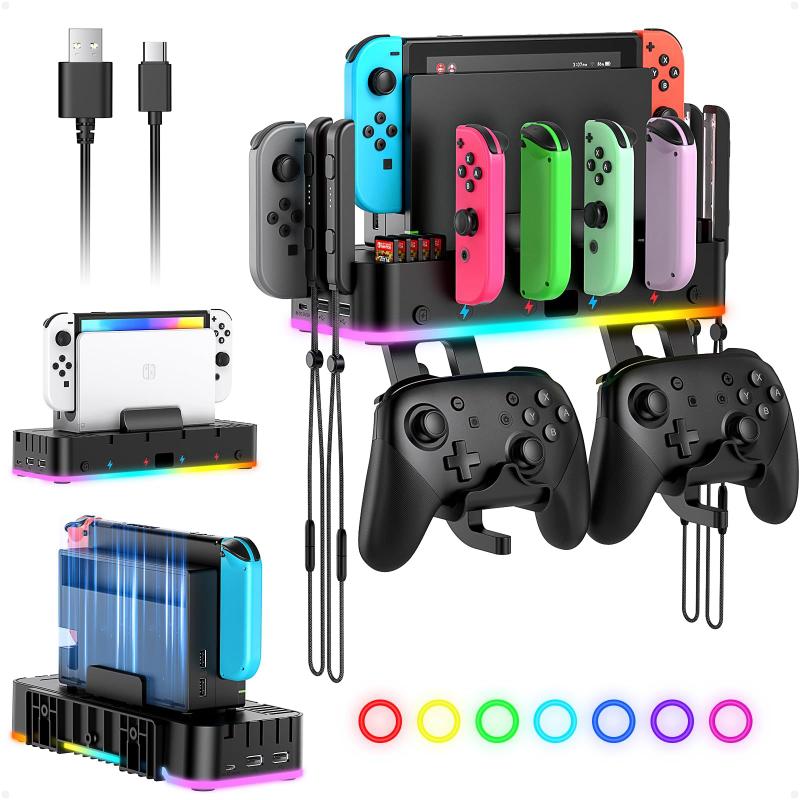 Suporte de Parede FASTSNAIL RGB com Carregador para Nintendo Switch e OLED