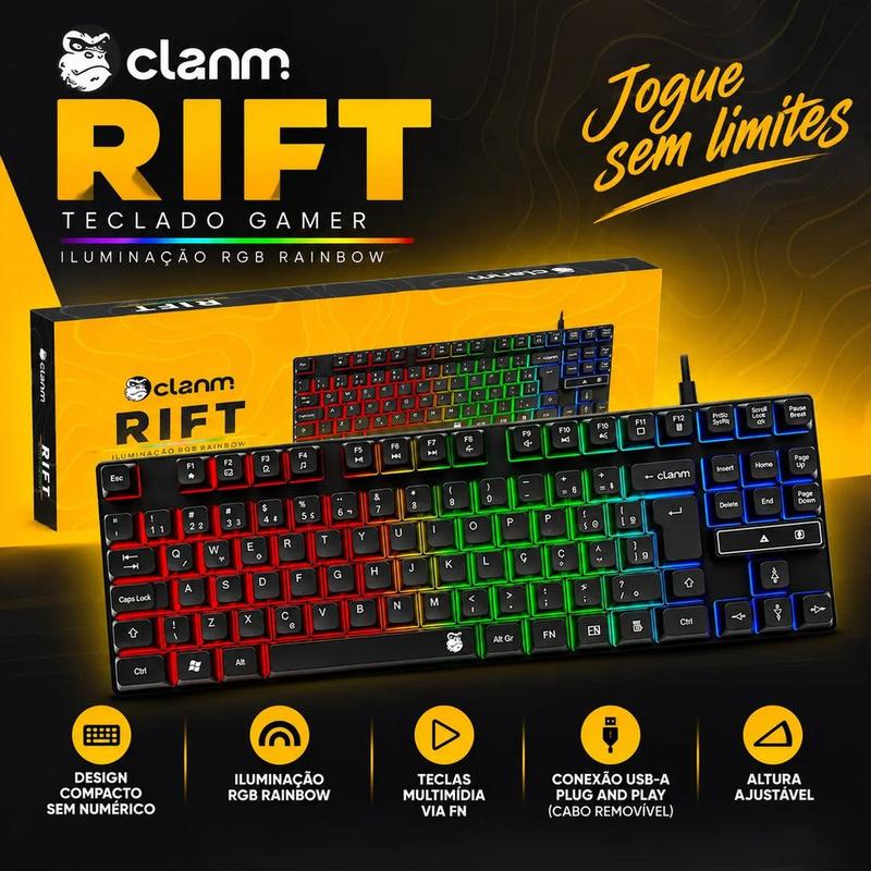Teclado Gamer 80% Led Rainbow Formato Abnt
