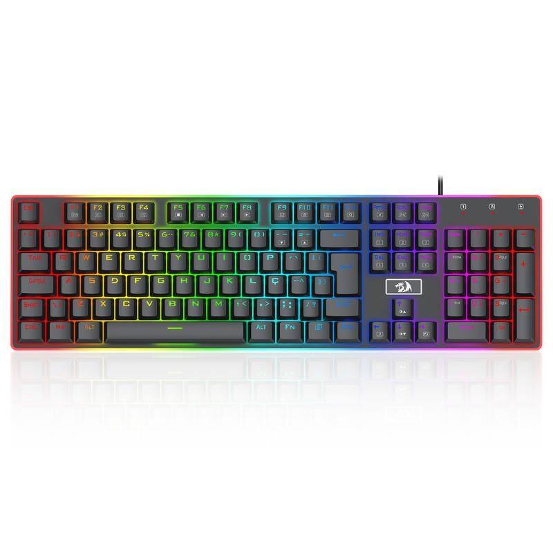 Teclado Gamer Redragon Ratri RGB Preto com Borda Iluminada Switch Marrom K595RGB PT-BROWN