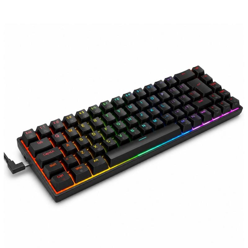 Teclado Mecânico Iluminação RGB 68 Teclas Switch Mecânico Hot-swap Conexão Type-C