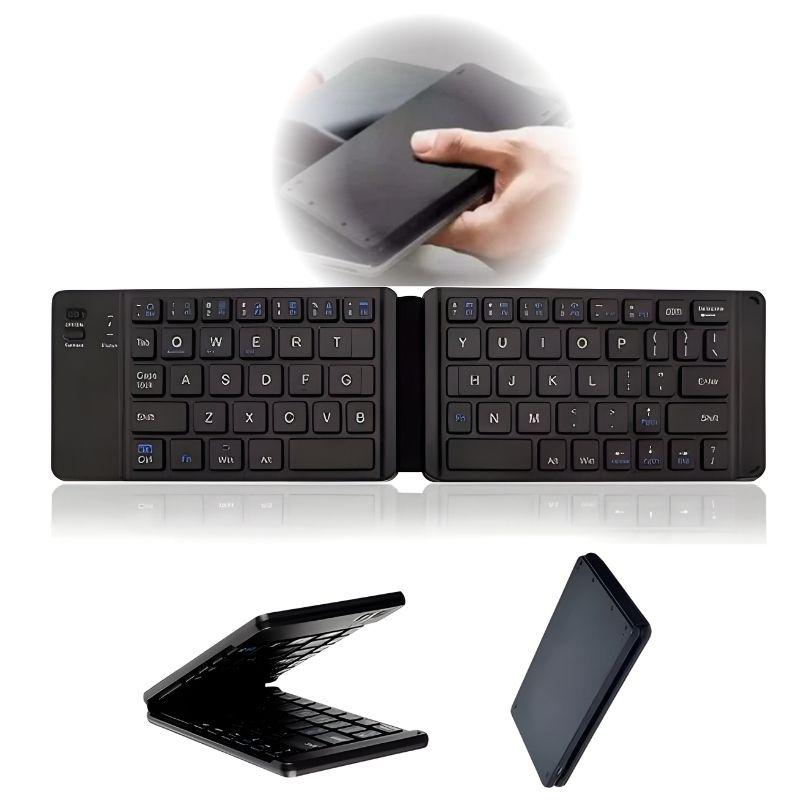 Teclado Sem Fio Bluetooth Portátil Dobrável Leve Ultrafino Para Tablet Celular PC