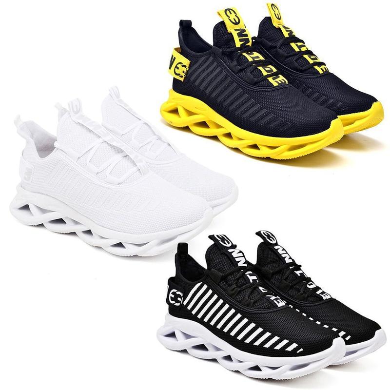 Tênis de Corrida Masculino Academia Macio- 3 Pares Branco e Preto